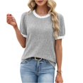thumbnail image 6 of Womens Tops Short Sleeve Shirts Loose Fit Trendy Summer Outfits Dressy Casual Spring Clothes Lightweight Sweaters Light Gray L, 6 of 6