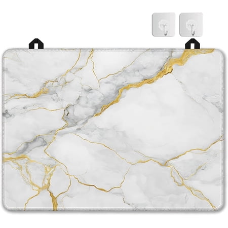 White Gold Marble Stove Top Covers for Electric Stove,Modern Glass Top Stove Cover, Heat Resistant Range Covers for Electric Stove,Washable Countertop Mat, 28 x 20 Inch
