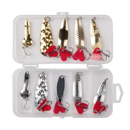 SIEYIO 10Pcs Hard Steel Trebles Spinner Baits Lure Spinner Swimbait