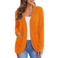 thumbnail image 2 of Urban CoCo Womens' Long Sleeve Knit Sweater Cardigans Curved Hem Open Front with Pockets, 2 of 6
