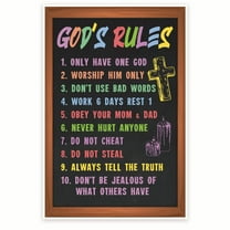 Bliss Monkey Co. God's Rules Poster - Ten Commandments For Kids Poster - God's Commandments - Christian Wall Art - - 12 x 18 Inch Poster - Unframed - Premium 100lb Gloss - Made In USA - BMCP0111