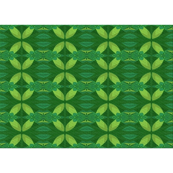 Ahgly Company Indoor Rectangle Patterned Green Area Rugs, 5' x 7'