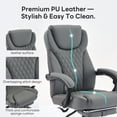 thumbnail image 4 of TMV Office Chair, Ergonomic Big and Tall Office Chair with Foot Rest, Executive Chair for Home Desk, Reclining High Back Leather Chairs with Lumbar Support，Grey, 4 of 7