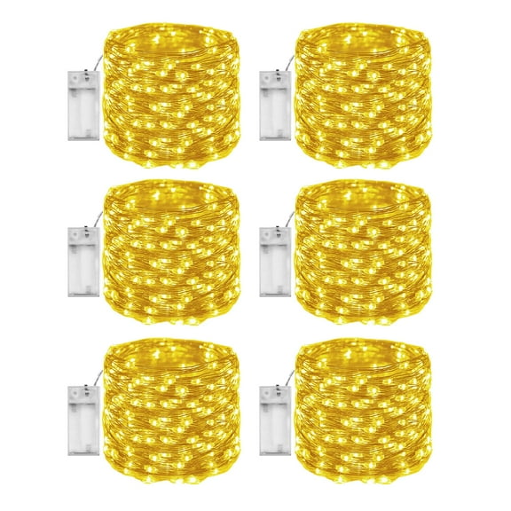 Fairy Light Battery Operated Timer(6-18H) 6Pack 3.2ft LED Copper Wire Twinkle Lights for Flower DIY indoor decoration Wedding Party vacation WW