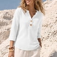 thumbnail image 2 of Loopsun Womens 3/4 Sleeve Fall Tops Fashion Knit V Neck Casual Shirt Blouse, 2 of 5
