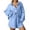 Blue, variant on Womens Short Sets Summer 2 Piece Sets for Women Summer Outfits for Women Casual Long Sleeve Shirt and High Waist Shorts Fashion Two Piece Summer Sets
