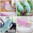 thumbnail image 5 of Reusable Rubber Cleaning Gloves for Dishwashing: 3 Pairs Latex Free Household Kitchen Gloves for Washing Dishes, 5 of 6