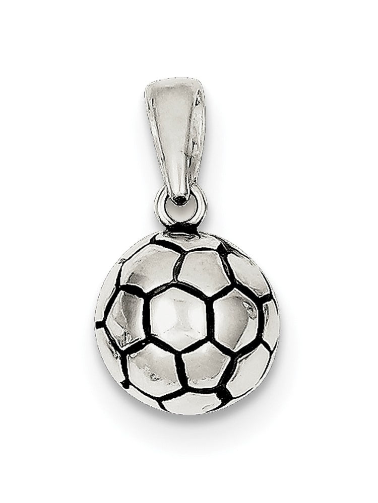 Finejewelers Sterling Silver Antiqued Soccer Ball Pendant Necklace Chain Included 
