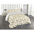 thumbnail image 2 of Ambesonne Hawaii Quilted Coverlet 3 Pcs, Simplistic Palms Pattern, Queen Size, Cream Cocoa and Khaki, 2 of 4