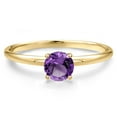 thumbnail image 3 of Gem Stone King 14K Yellow Gold Purple Amethyst Engagement Ring for Women | 1.00 Cttw | Round 6MM | Gemstone February Birthstone | Wedding Anniversary Promise Ring for Women | Size 6, 3 of 6