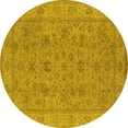 thumbnail image 1 of Ahgly Company Machine Washable Indoor Round Oriental Yellow Traditional Area Rugs, 5' Round, 1 of 4