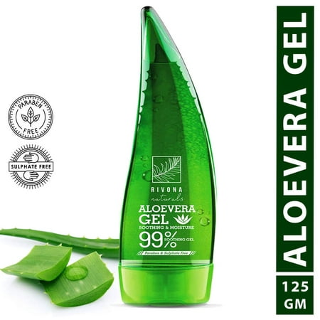 Rivona Naturals Organic & 99% Pure Soothing Aloe Vera Gel For Face, Skin and Hair - Best Multipurpose Beauty Gel - Paraben & Sulphate Free - 125