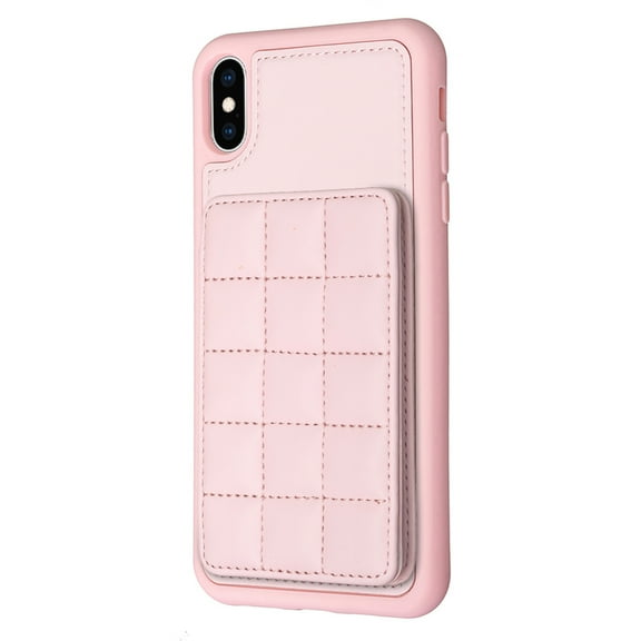 ELEHOLD for Apple iPhone XR Card Holder Back Case with Pockets, Premium PU Leather ID Cash Credit Slots Magnetic Kickstand Flip Folio Slim Hard Protective Cover, pink