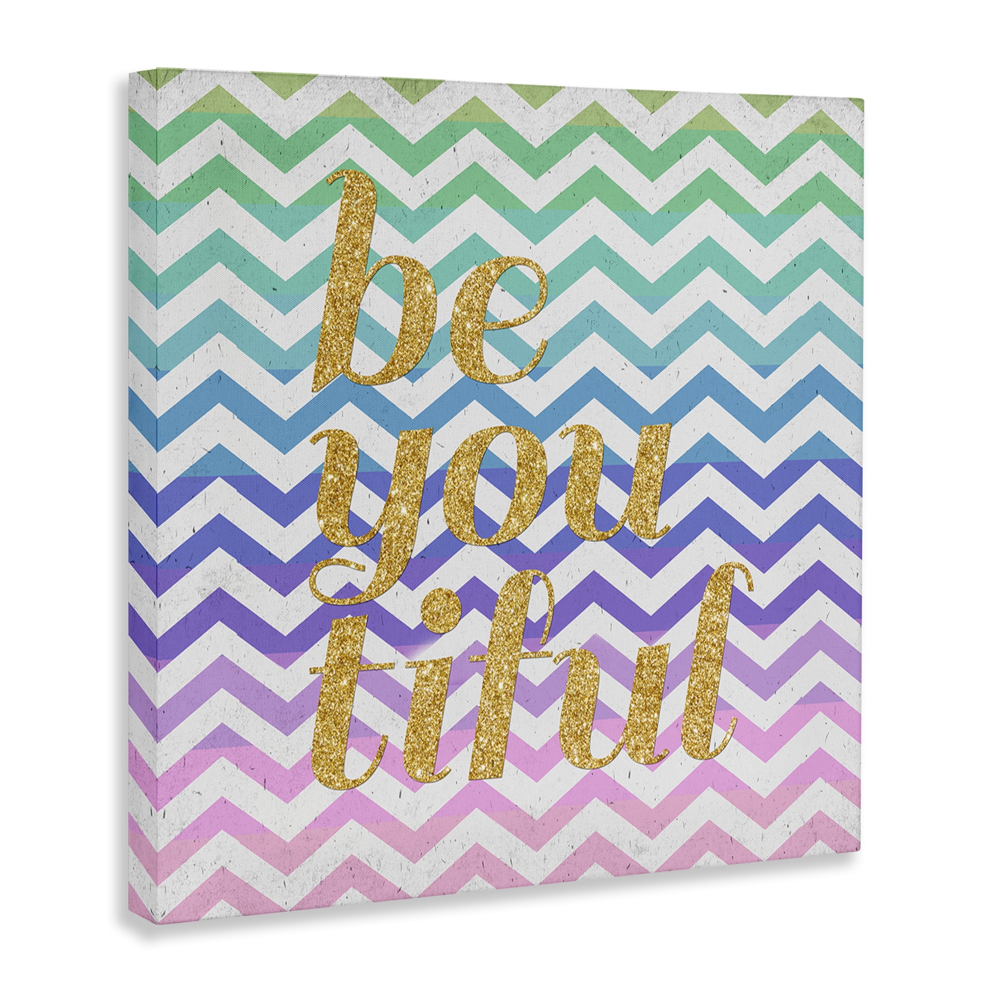 Stupell Industries Chevron Beautiful Phrase Text & Numbers Painting Wrapped Canvas Art Print Wall Art, 30 x 30