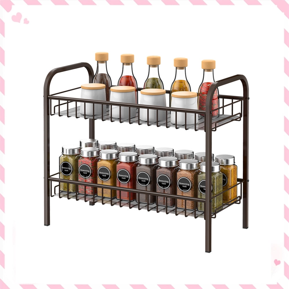 Auledio 2 Tier Spice Rack Freestanding Shelf Storage Holder for Kitchen ...