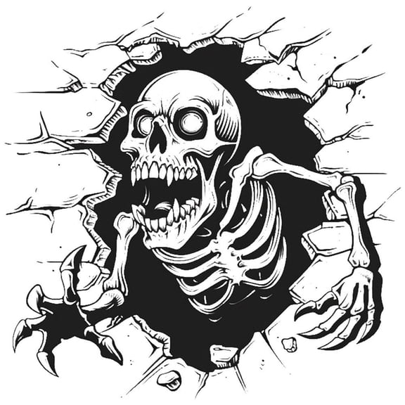 Skeleton Restroom Sticker Spooky Skeleton Decal Halloween Toilet Cling Indoor Window Decoration for Glass Door Bathroom