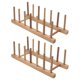 thumbnail image 1 of Z ZICOME Juego de 2 estantes para platos de madera de bambú, soporte para platos, soporte para tapa de olla, organizador de gabinete de cocina, 1 of 1