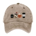 thumbnail image 3 of JIANLAI Vintage Washed Cotton Baseball Cap Unisex Halloween Coffee Pumpkin Ghost Cup Graphic Printed Adjustable Dad Hat Multi‑Color Classic Curved Brim Baseball Hat, 3 of 3