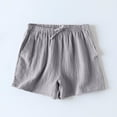thumbnail image 2 of Breathable Cotton Linen Shorts-Women Mid Elastic Waist Short Classic Fit Pants Solid Color Casual Shorts Drawstrings Pant Lightweight Comfort Lounge Shorts, 2 of 6