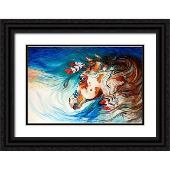 Baldwin, Marcia 14x11 Black Ornate Wood Framed with Double Matting Museum Art Print Titled - The Drifter Indian War Horse