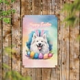 thumbnail image 2 of Happy Easter Samoyed with Bunny Ear Headband and Flowers Vertical Metal Aluminum Sign Siberian Sammy Dog Lover Wall Art Home Decor - 13001, 2 of 5