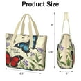 thumbnail image 3 of Tote Bag for Women - Pioneer Flower and Butterfly Shoulder Bag - Large Utility Work Duffle Bag with Zipper Handbag for Travel, Work, Sprots, 3 of 5
