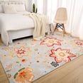 thumbnail image 2 of YJ.GWL Vintage Area Rugs Soft Fluffy Floral Rug Carpet for Bedroom Indoor Living Room Home Decor, 4'X6', Blue, 2 of 6