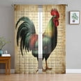 thumbnail image 3 of Retro Rooster Semi Sheer Curtains 108 Inch Length 2 Panels Set, Farmhouse Vintage Animal Watercolor Sheer Kitchen Curtain Privacy Voile Window Curtain for Living Room Bedroom Rod Pocket Drapes, 3 of 7