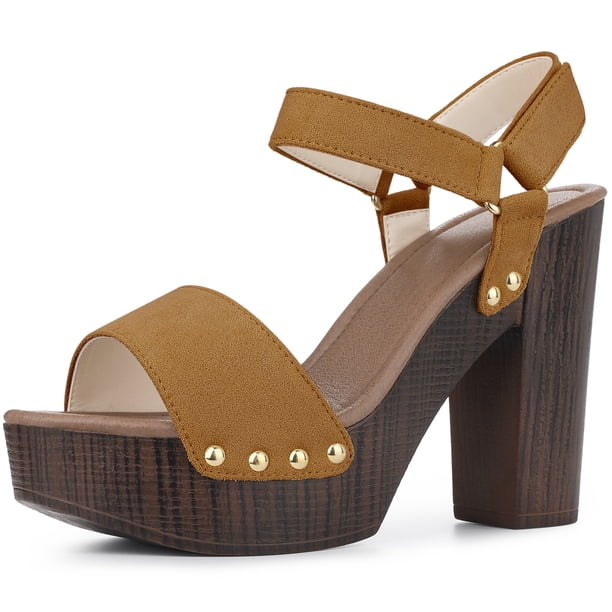 Sandalias de mujer Plataforma Tacón alto Perphy marrón 38