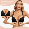 thumbnail image 2 of YANDW Women's Push Up Bra Racerback Front Closure Criss-Cross Padded T-Shirt Bras Underwire Add Cup, Black 36A, 2 of 6