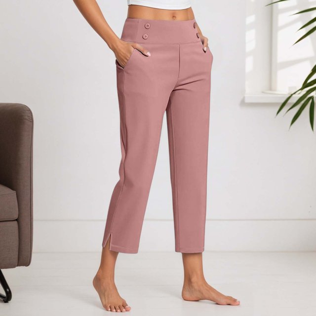 WILLBEST Pantalones Casuales elegantes para Mujer: Pantalones de Yoga Elásticos, Holgados y de Tubo Recto con Bolsillos de Color y Diseño de Contraste de Color. XXXL