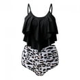 thumbnail image 1 of Pisexur Maillots de Bain pour Femmes Deux Pièces Hauts à Volants à Basque avec Bas Taille Haute Ensemble Bikini, 1 of 3
