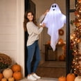 thumbnail image 7 of SLYNSHome Light Up Hanging Ghost Ornament, White Gauze Glowing Ghost Decor, Spooky Hanging Prop For Front Door Yard Porch Indoor Outdoor Halloween Holiday Party Decoration, 7 of 7