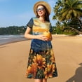 thumbnail image 4 of Rateoe Sunset Sky Sunflower Pattern Women’s Short Sleeve Dress – Casual Elegant Summer A-Line Dress for Everyday Wear, 4 of 6