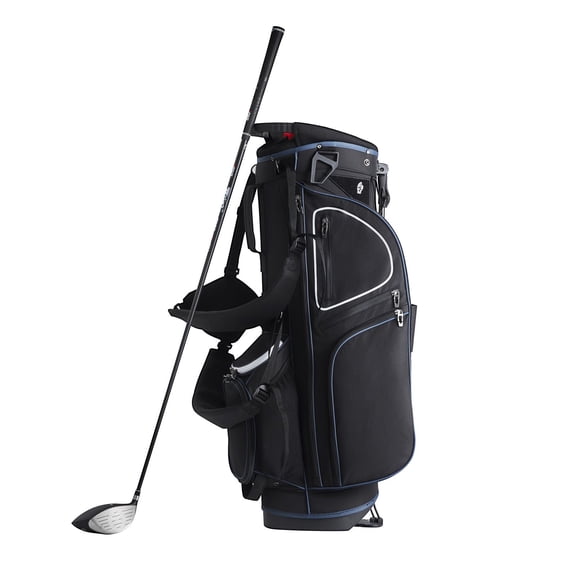 Premium 14-Way Golf Cart Bag with Stand, 35" 11-Pockets Durable Organizer, Detachable Dual Strap&Dust Cover for Men and Women, Black White Design