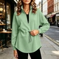 thumbnail image 2 of Aezemi Women Half Zip Shirts Loose Fit Collared Drawstring Elastic Waist Fashion Sports Outdoor Blouses Winter Fall Baggy Workout Exercise Dressy Work Pullover Tops XL, 2 of 7