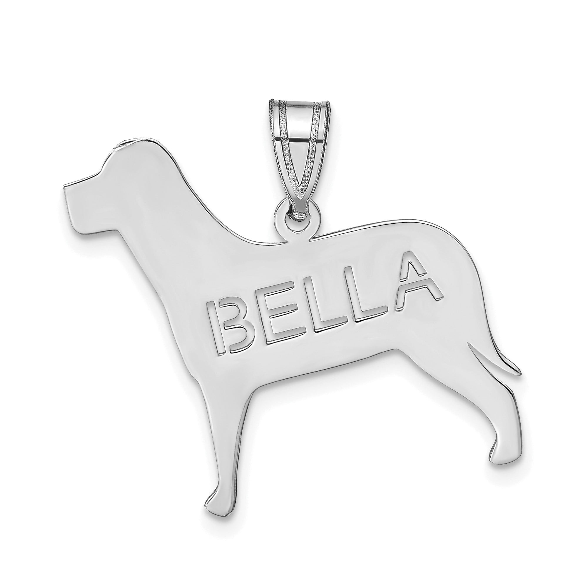 Sterling Silver Dog Pendant Necklace with Bella Name, Custom Pet Memorial Jewelry for Women and Unisex Wear, Animal Silhouette Charm Symbolizing Love and Loyalty