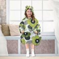 thumbnail image 7 of FORMRS Wearable Blanket Hoodie with Sleeves for Kids Cozy Flannel Sweatshirt, Gray Floral, 7 of 7