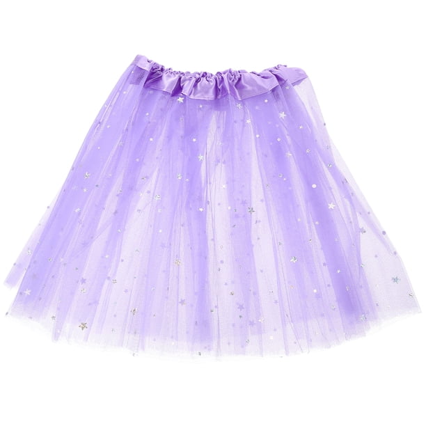 EeaseMX Falda de ballet de tul con purpurina y tutú para niña (morado)