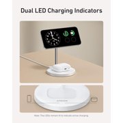 Anker MagSafe Compatible MagGo Charger Stand, 2-in-1 Wireless Charging Station, Qi2 Certified 15W Max Charging, Compatible for iPhone 17/16/15/14/13/12, AirPods Pro (White, with 40W Adapter)