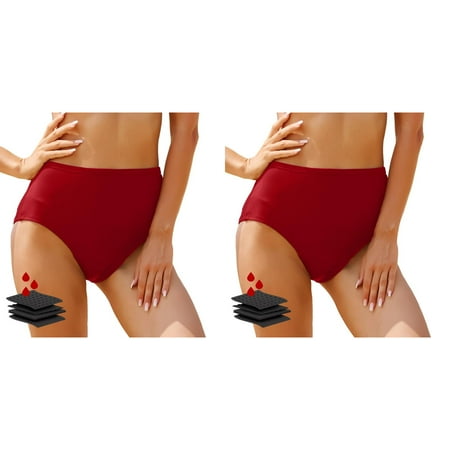 2 Pack Women s Black High Waisted Bikini Bottoms Retro Basic Full Coverage Swimsuit Mid Waist Bathing Suit Bottom Bathing Suits for Women with Shorts Bathing Suit Bottoms Women plus Size Board Shorts