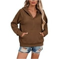 thumbnail image 3 of FAIWAD Womens Sweatshirts Half Zip Fleece Cropped Hoodies Fall Winter Casual Hooded Pocket Tops, 3 of 8