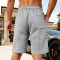 thumbnail image 4 of GrmtClth Men's Textured Knit Shorts Soft Casual Elastic Drawstring Loungewear with Pockets Comfortable Daily Fashion Wear Shorts Light Gray M, 4 of 4