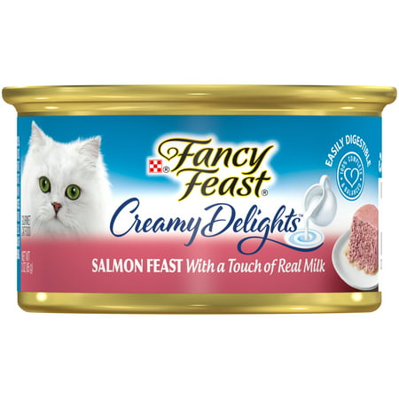 (24 Pack) Fancy Feast Creamy Delights Classic Salmon Feast with a Touch of Real Milk Wet Cat Food, 3 oz. (Best Milk For Cats)
