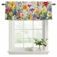 thumbnail image 2 of 2 Pack Valances for Windows, Spring Colorful Floral Window Valances for Living Room/Bedroom/Bathroom, Yellow Purple Pastoral Flowers Light Filtering Kitchen Curtain Valance 60"W x18" L, 2 of 9