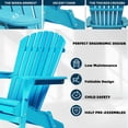 thumbnail image 3 of UHOMEPRO Folding Adirondack Chair Set of 4, Outdoor Weather Resistant Patio Lawn Chair, Wooden Fire Pit Chair for Outside Deck Garden Backyard Balcony, Patio Furniture Set Lounge Chairs, Blue, 3 of 7