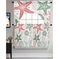 thumbnail image 3 of Red Sage Green Starfish Coastal Swag Valance and Tier Curtains 36'' Length Set, Beach Nautical Coral Sea Light Filtering Kitchen Curtains, Tier Curtain Valances for Bathroom/Living Room/Bedroom/Café, 3 of 6