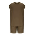 thumbnail image 5 of Stamzod Men Short Sets Outfits 2 Piece Fashion Solid Color Sleeveless Tank Tops and Shorts Casual Loose Plus Size Summer Outfits for Men Brown XXXL, 5 of 6