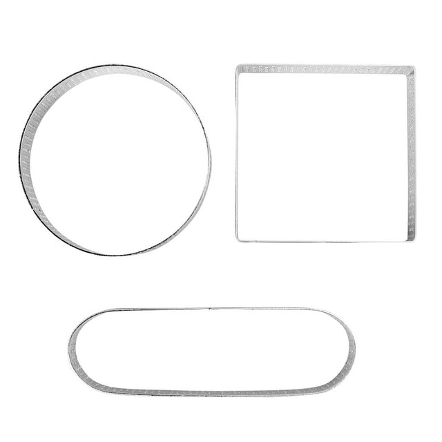 MasteelfCA 3 Pcs Anneaux à Tarte Perforés en Acier Inoxydable Moule à Mousse Outil de Cuisson (8cm Rond+7.5cm Carré+11.9cm Ovale)