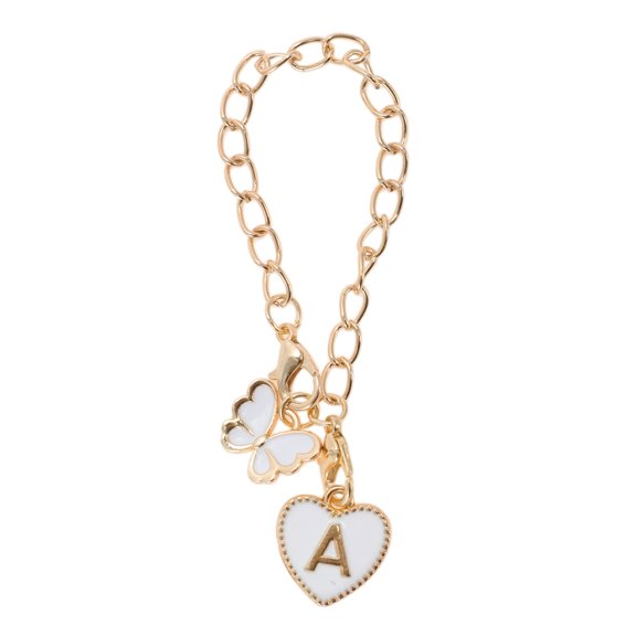 Unique Bargains 1 Pc Butterfly Heart Letter A Cup Chain Charm Water Cup Pendant White Alloy